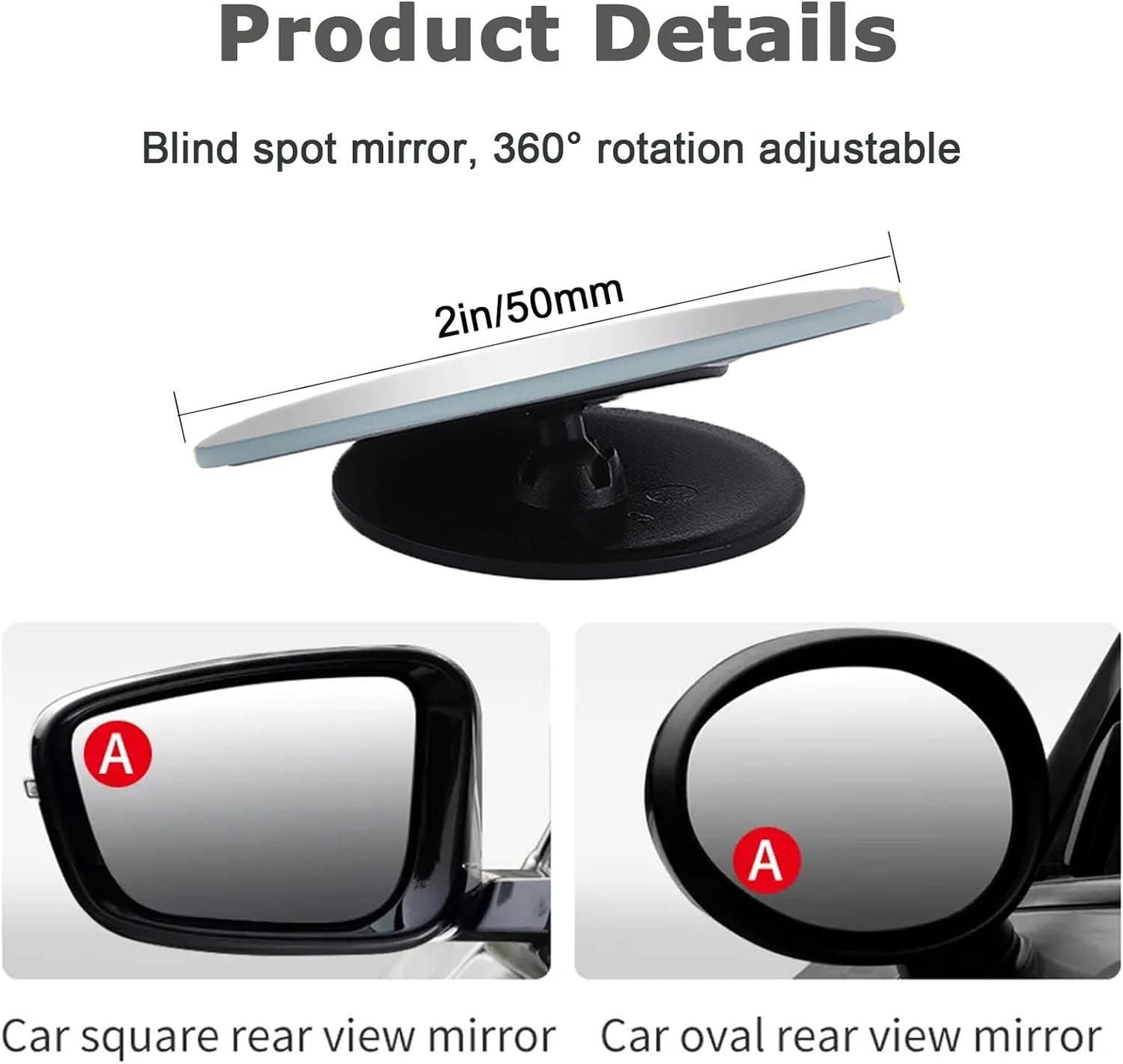 2 Inch Round Blind Spot Mirror | 🔥Pack of 2🔥 | FLAT 50% OFF SAVING